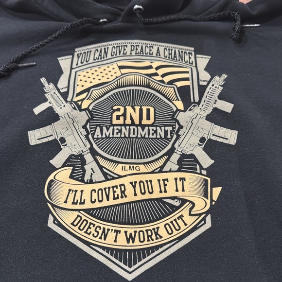 Men’s Black Graphic Hoodie with 2nd Amendment Design - Picture 2 of 5